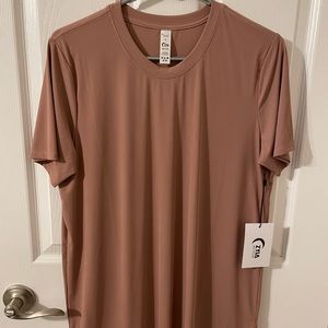 ZYIA Dusty Rose & Charcoal Ribbed Crew T’s